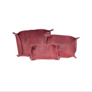 WILL Leather Goods Set of 3 Red Leather Snap Trays